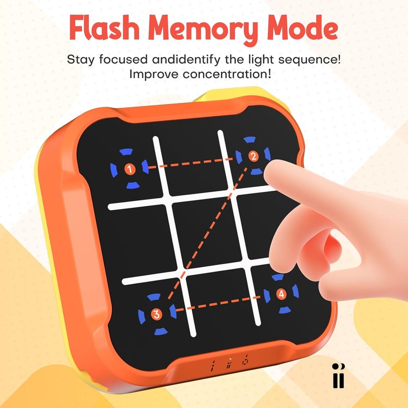 Bacare Tic Tac Toe Bolt Game, Handheld Electric Puzzle Game, Gift Ideal for Kids and Adults' Birthday, Electronic Board Games for Educational and Memory Growth, Portable Travel Games for Car Ride - Image 5
